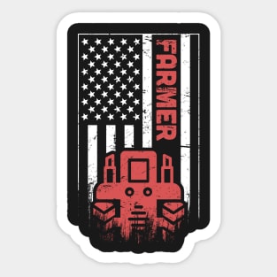 Farmer | Tractor & American Flag Sticker